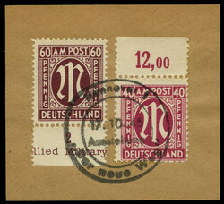 60 Pf. AM-Post 1945, (dunkel)karminbraun, gezähnt L 11 1/2, Papier ...